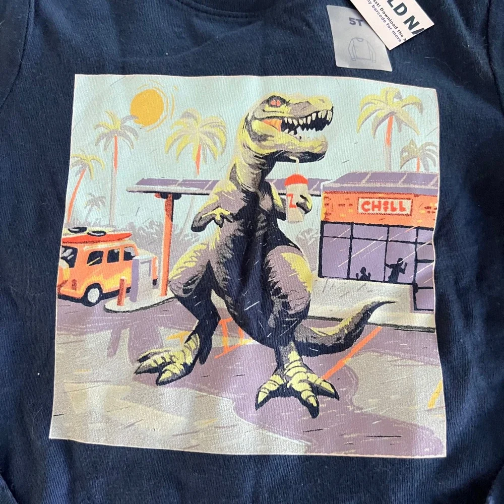 NEW Old Navy Boys 5T Long Sleeve Shirt Bundle Polar Bear Waffle Henley Dinosaur